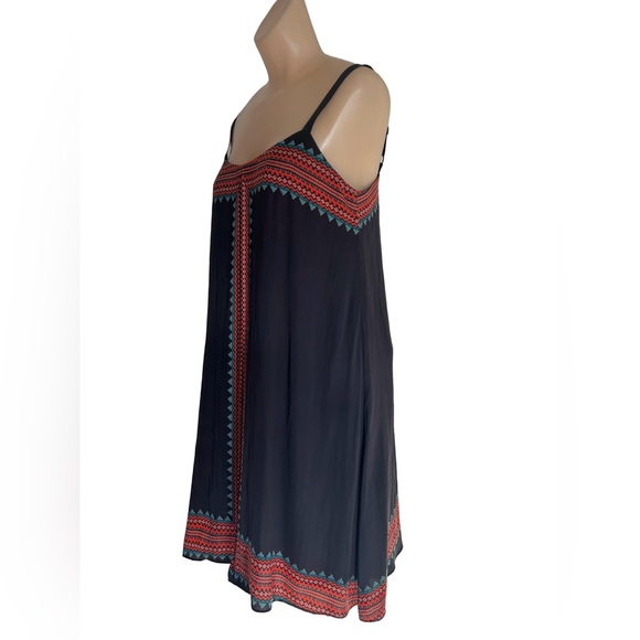 Muse l Box Pleated Geometric Trapeze Navy Blue/Orange/Turquoise Dress Size 4 - Picture 6 of 7